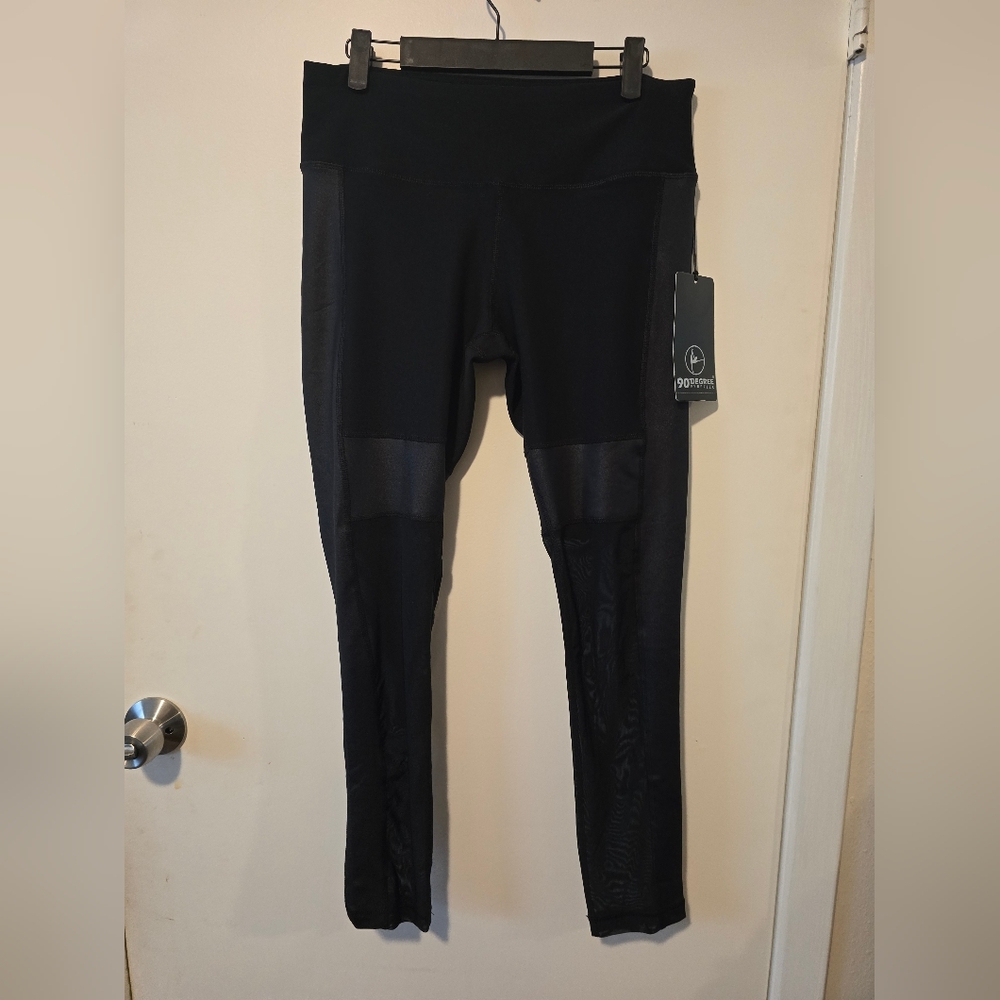 90 Degree By Reflex NWT Mesh/Sheer Insert Panel High Waisted Leggings